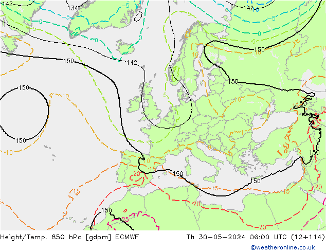 Height/Temp. 850 hPa ECMWF gio 30.05.2024 06 UTC