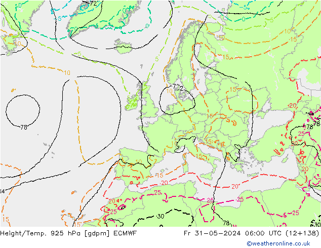 Height/Temp. 925 hPa ECMWF pt. 31.05.2024 06 UTC