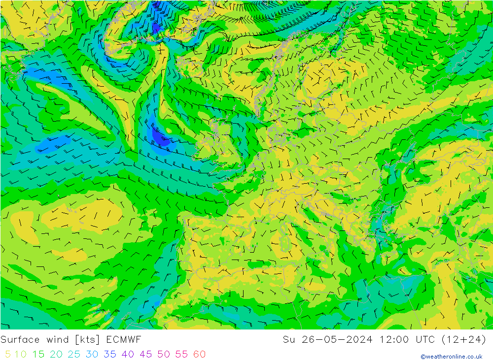 Bodenwind ECMWF So 26.05.2024 12 UTC