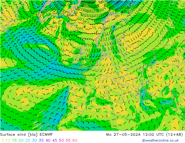 Surface wind ECMWF Mo 27.05.2024 12 UTC