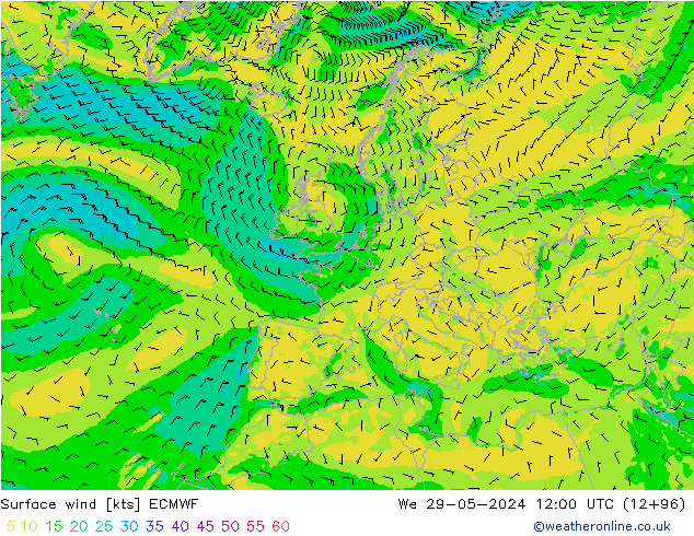 Bodenwind ECMWF Mi 29.05.2024 12 UTC