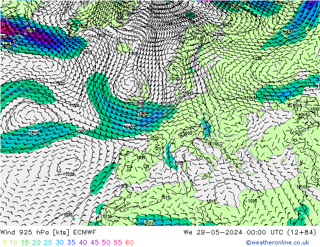 Wind 925 hPa ECMWF We 29.05.2024 00 UTC