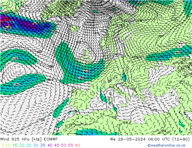 Wind 925 hPa ECMWF We 29.05.2024 06 UTC