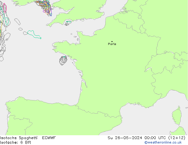 Isotaca Spaghetti ECMWF dom 26.05.2024 00 UTC