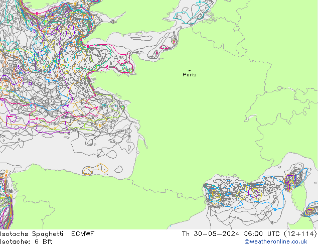 Isotachen Spaghetti ECMWF Do 30.05.2024 06 UTC