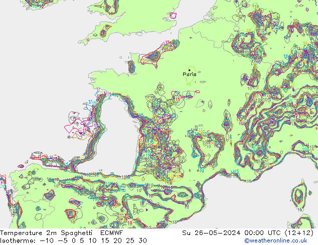 Temperaturkarte Spaghetti ECMWF So 26.05.2024 00 UTC