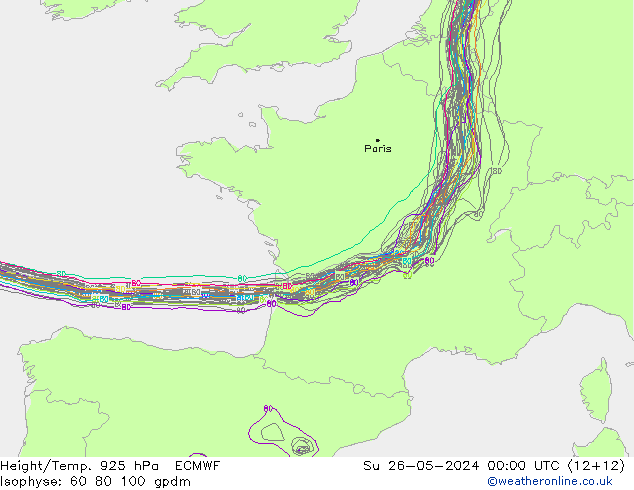 Hoogte/Temp. 925 hPa ECMWF zo 26.05.2024 00 UTC