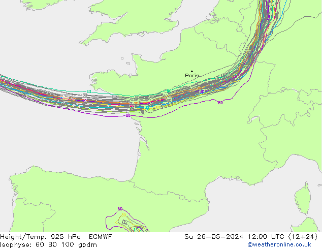 Geop./Temp. 925 hPa ECMWF dom 26.05.2024 12 UTC