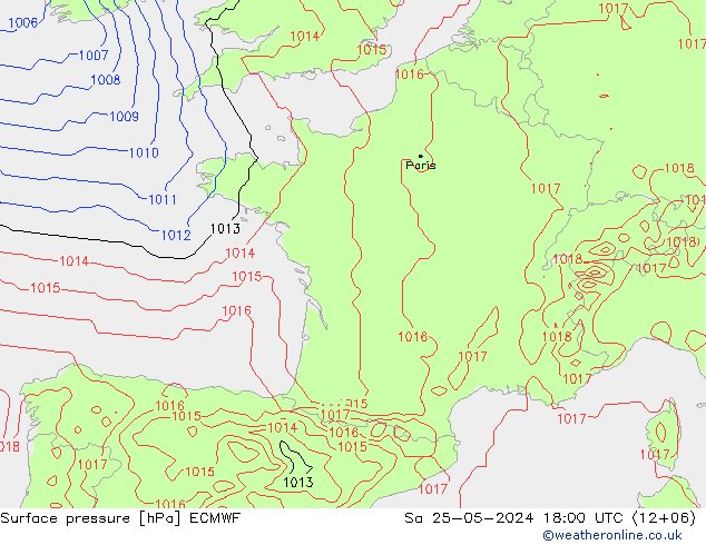 приземное давление ECMWF сб 25.05.2024 18 UTC