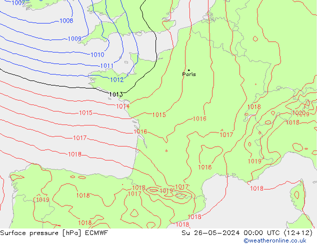 Surface pressure ECMWF Su 26.05.2024 00 UTC