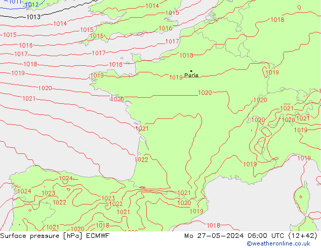 Bodendruck ECMWF Mo 27.05.2024 06 UTC