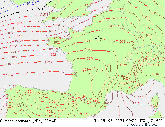 приземное давление ECMWF вт 28.05.2024 00 UTC