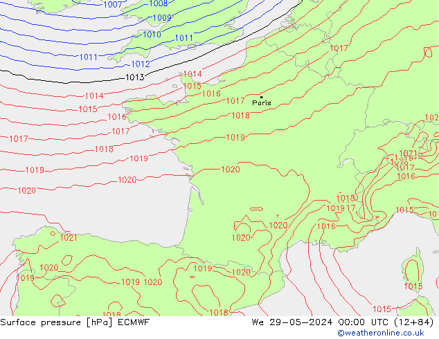 Luchtdruk (Grond) ECMWF wo 29.05.2024 00 UTC