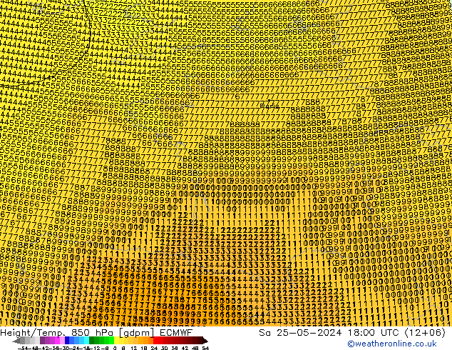 Height/Temp. 850 hPa ECMWF Sa 25.05.2024 18 UTC