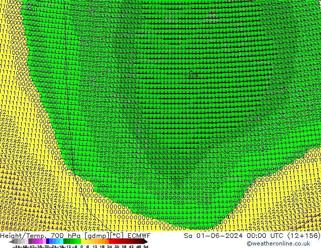 Height/Temp. 700 hPa ECMWF Sa 01.06.2024 00 UTC