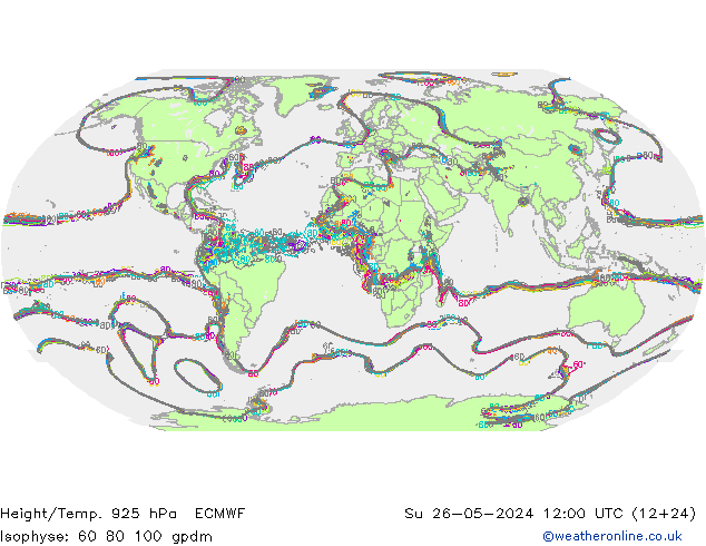 Height/Temp. 925 hPa ECMWF So 26.05.2024 12 UTC