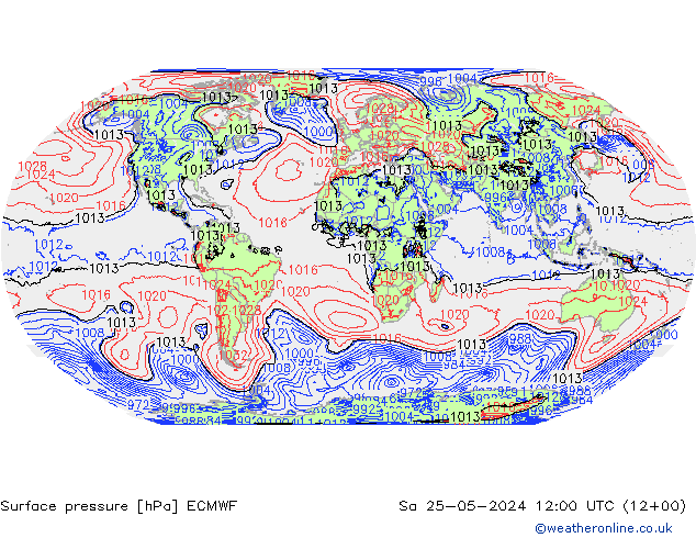 Surface pressure ECMWF Sa 25.05.2024 12 UTC