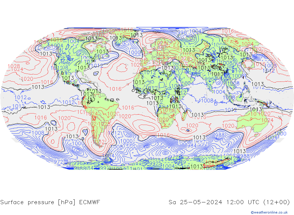 Surface pressure ECMWF Sa 25.05.2024 12 UTC