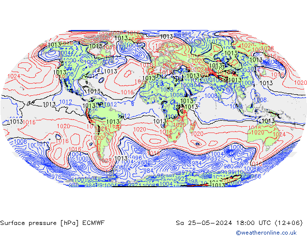 Bodendruck ECMWF Sa 25.05.2024 18 UTC