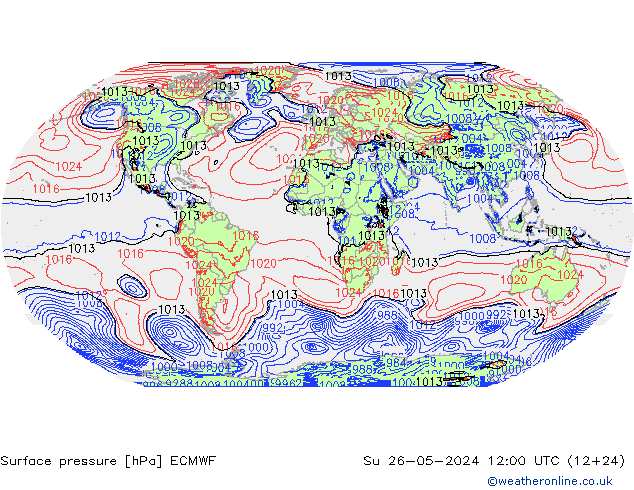 Presión superficial ECMWF dom 26.05.2024 12 UTC