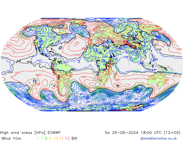 High wind areas ECMWF sáb 25.05.2024 18 UTC