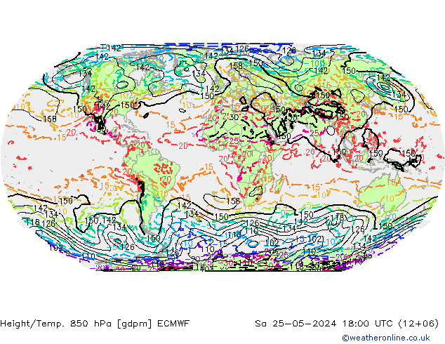 Height/Temp. 850 hPa ECMWF So 25.05.2024 18 UTC