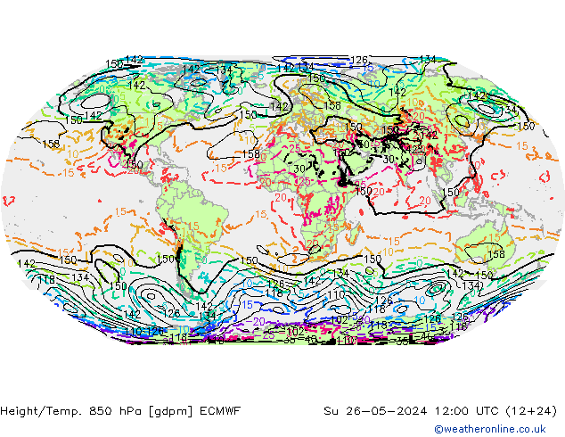 Height/Temp. 850 hPa ECMWF  26.05.2024 12 UTC