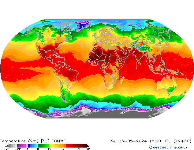 Temperature (2m) ECMWF Su 26.05.2024 18 UTC