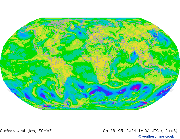 Surface wind ECMWF Sa 25.05.2024 18 UTC