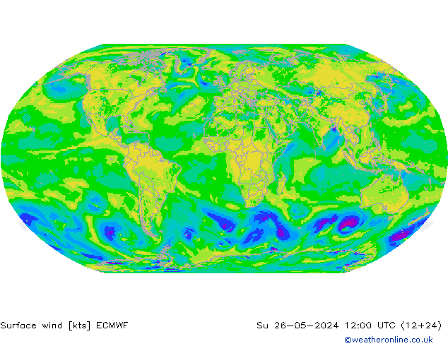 Vent 10 m ECMWF dim 26.05.2024 12 UTC