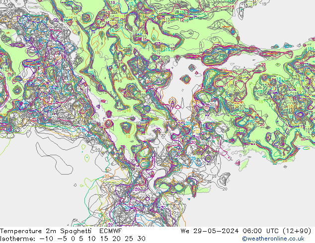 Temperaturkarte Spaghetti ECMWF Mi 29.05.2024 06 UTC