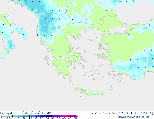 Precipitation (6h) ECMWF Mo 27.05.2024 18 UTC