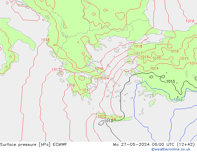 Surface pressure ECMWF Mo 27.05.2024 06 UTC