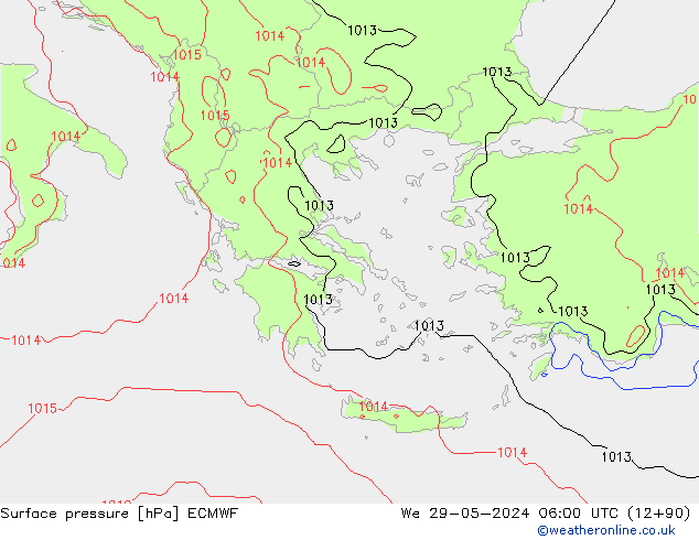 Luchtdruk (Grond) ECMWF wo 29.05.2024 06 UTC