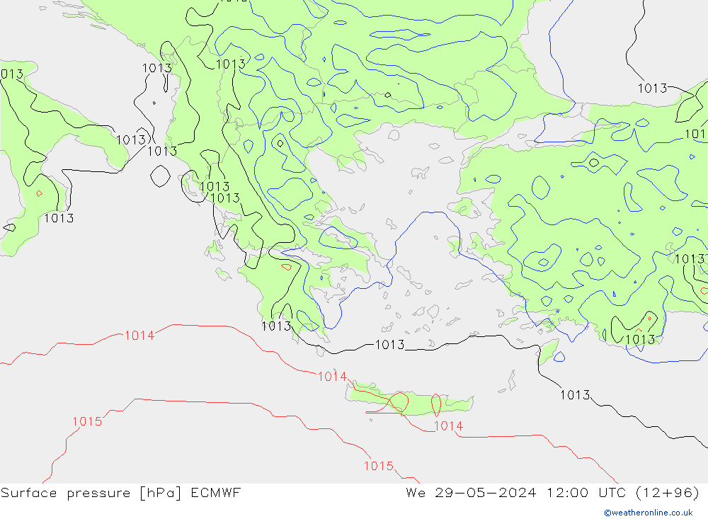 Surface pressure ECMWF We 29.05.2024 12 UTC