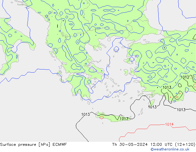 Atmosférický tlak ECMWF Čt 30.05.2024 12 UTC