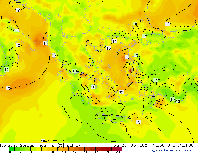 Isotachs Spread ECMWF We 29.05.2024 12 UTC