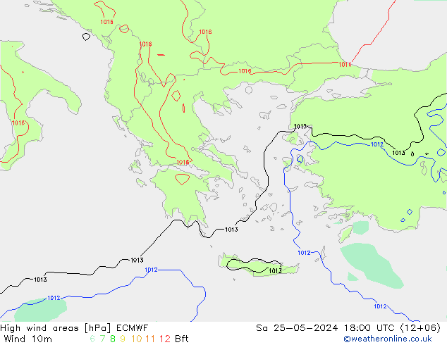 High wind areas ECMWF Sa 25.05.2024 18 UTC