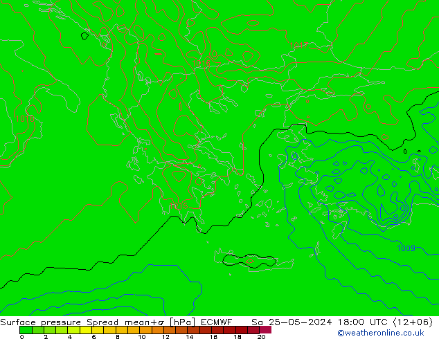 pressão do solo Spread ECMWF Sáb 25.05.2024 18 UTC