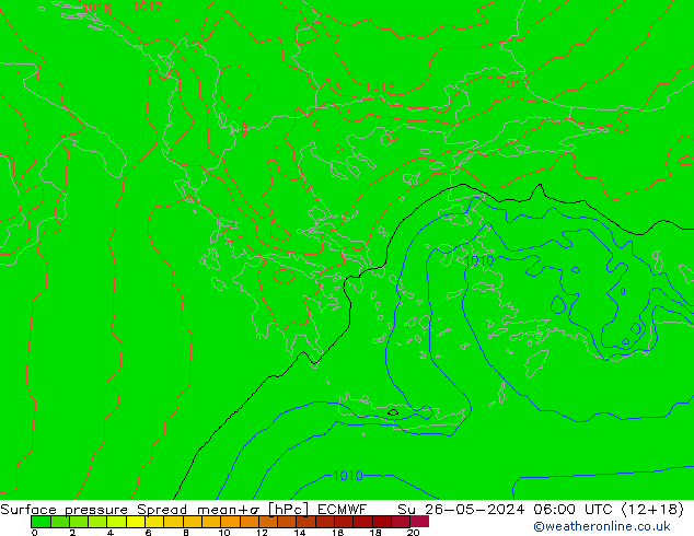 Surface pressure Spread ECMWF Su 26.05.2024 06 UTC