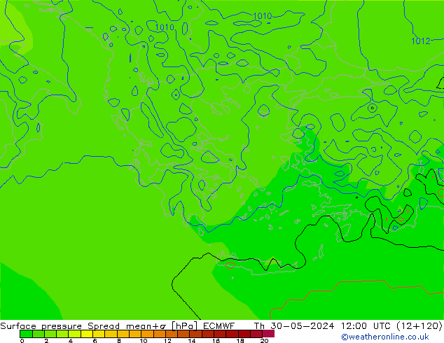 Bodendruck Spread ECMWF Do 30.05.2024 12 UTC