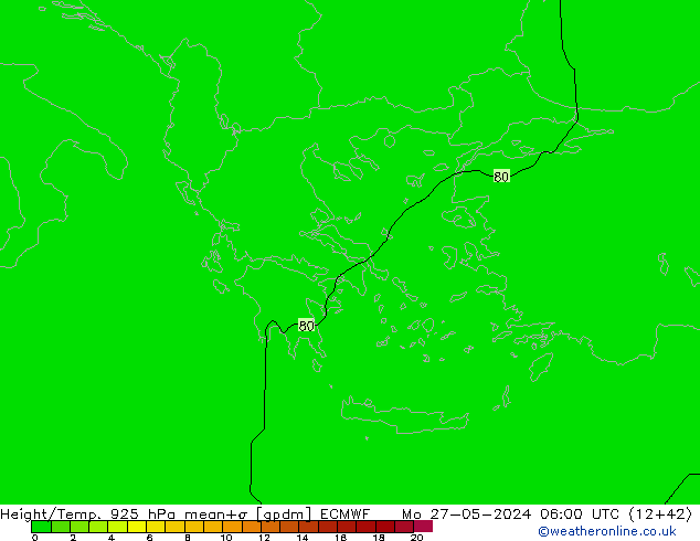 Height/Temp. 925 hPa ECMWF pon. 27.05.2024 06 UTC