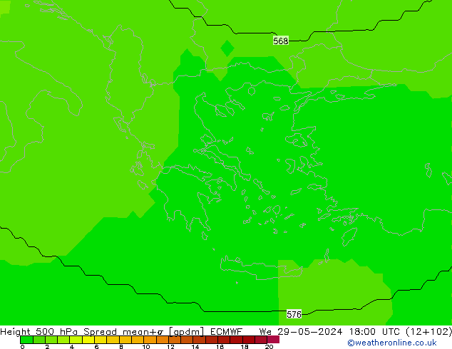 Height 500 hPa Spread ECMWF We 29.05.2024 18 UTC