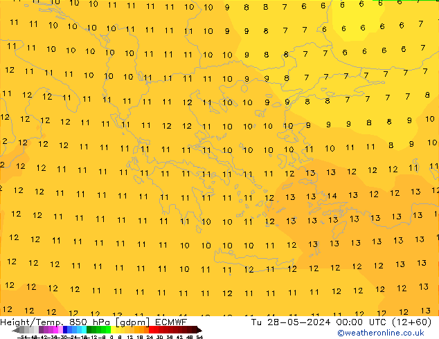 Height/Temp. 850 hPa ECMWF Tu 28.05.2024 00 UTC