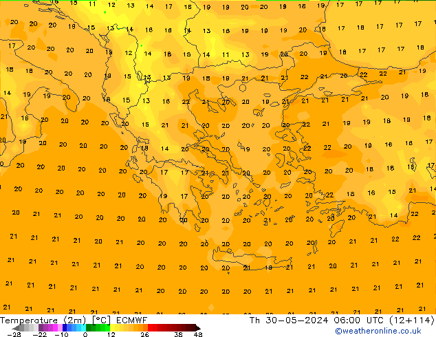Temperature (2m) ECMWF Th 30.05.2024 06 UTC