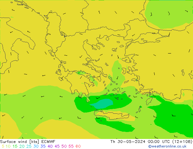 Surface wind ECMWF Th 30.05.2024 00 UTC