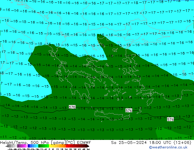 Height/Temp. 500 hPa ECMWF sab 25.05.2024 18 UTC