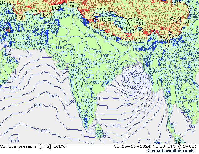 Atmosférický tlak ECMWF So 25.05.2024 18 UTC