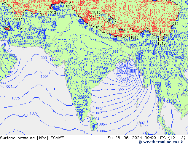 Surface pressure ECMWF Su 26.05.2024 00 UTC