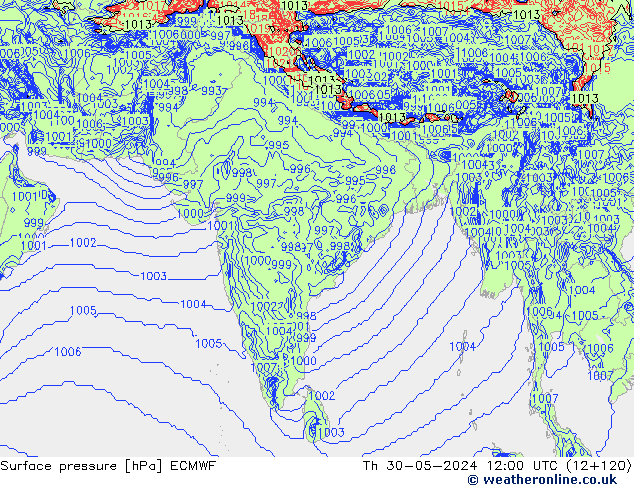 Luchtdruk (Grond) ECMWF do 30.05.2024 12 UTC